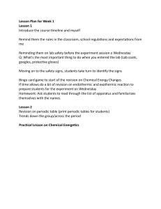 Week 1 Chemistry Lesson Plan: Lab Safety & Periodic Table