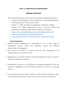 PUB 113: Principles of Management Seminar Questions