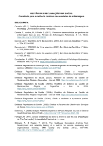 Bibliografia: Gest&atilde;o de Reclama&ccedil;&otilde;es em Sa&uacute;de