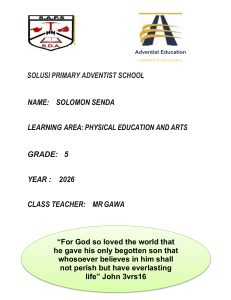 Solusi Primary Adventist School Grade 5 Physical Education and Arts