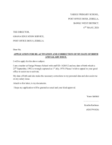Application for Date of Birth Correction and Salary Issue