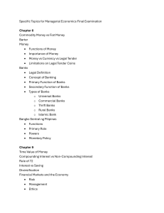Managerial Economics Final Exam Topics: Money, Banks, Time Value