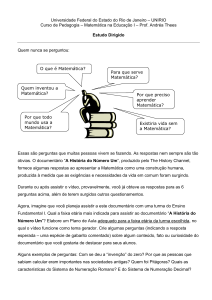 UNIRIO Pedagogia: Estudo Dirigido sobre Document&aacute;rio de Matem&aacute;tica