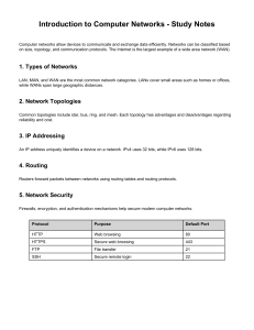Introduction to Computer Networks Study Notes