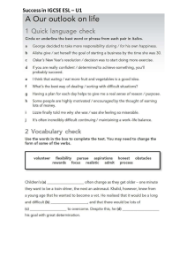 IGCSE ESL Unit 1 Outlook on Life Exercises