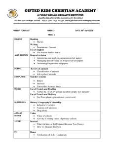Gifted Kids Christian Academy Year 5 Week 3 Curriculum Plan