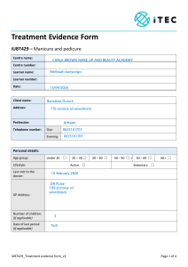 iUBT429 Manicure Pedicure Treatment Evidence Form