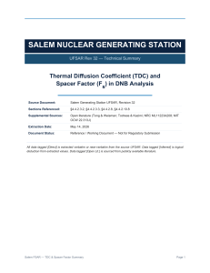 Salem Nuclear TDC & Spacer Factor DNB Analysis Summary