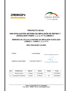 Evaluaci&oacute;n Sistema de Impulsi&oacute;n Acidulado Fases 1-5 Lomas II
