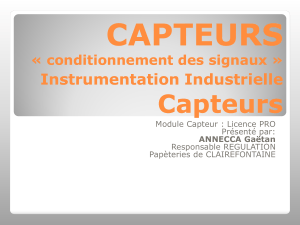 Capteurs et conditionnement des signaux - Instrumentation Industrielle