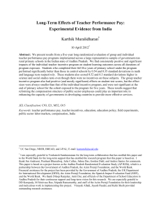 Long-Term Effects of Teacher Performance Pay: India Evidence