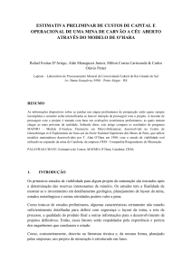 Estimativa Preliminar de Custos de Mina de Carv&atilde;o via Modelo O'Hara