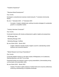 Academic Experience: Business Model, Market Research, Industry Interviews