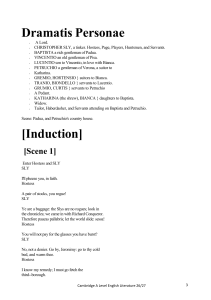 Dramatis Personae: The Taming of the Shrew (A Level)
