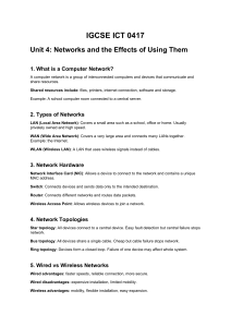 IGCSE ICT Unit 4: Networks Study Guide