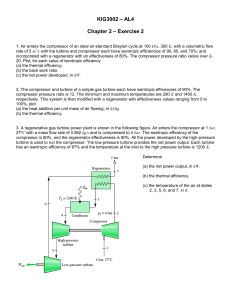 KIG3002 AL4 Chapter 2 Exercise 2: Brayton Cycle Problems
