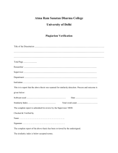 Plagiarism Verification Form - Atma Ram Sanatan Dharma College