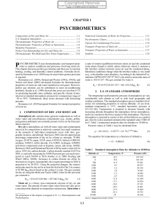 Psychrometrics Chapter 1: Thermodynamic Properties of Moist Air