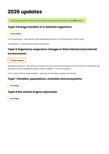 2026 Biology Study Notes Updates