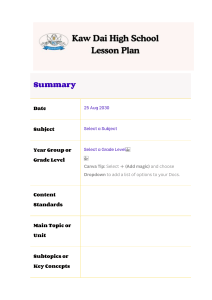Kaw Dai High School Lesson Plan Template