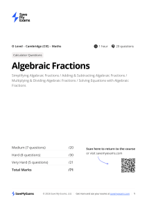 O Level Maths Algebraic Fractions Exam Questions