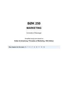 B&Oslash;K 250 Marketing Study Guide - University of Stavanger