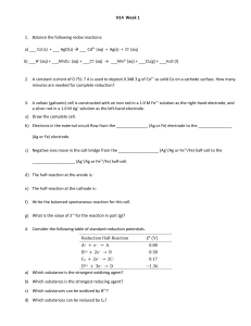 Electrochemistry Problem Set: Redox Reactions & Cell Potentials