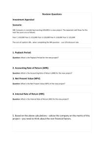 Revision Questions: Investment Appraisal, Critical Path, EOQ