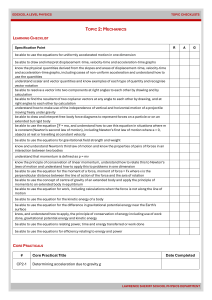 Edexcel A Level Physics Mechanics Checklist