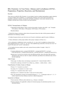 BSc Chemistry Notes: Alkanes & Cycloalkanes