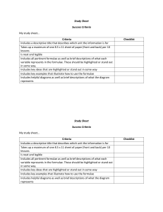 Study Sheet Success Criteria Checklist Template