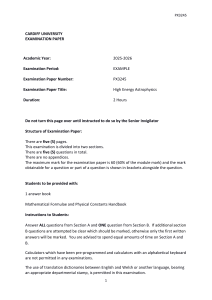 Cardiff University High Energy Astrophysics Exam Paper