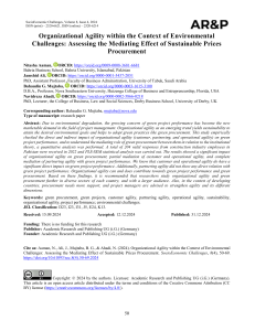 Organizational Agility & Green Project Performance: A Mediating Study