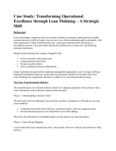 Lean Thinking Case Study: Operational Excellence
