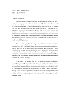 Rasya Madania Islamy: Self Introduction for Industrial Engineering