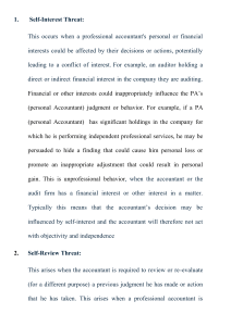 Ethical Threats in Accounting: Self-Interest & Self-Review