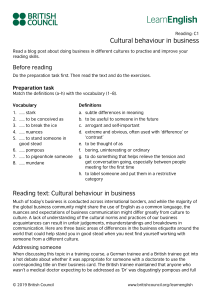 Cultural Behaviour in Business - C1 Reading Exercise