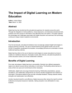 Digital Learning's Impact on Modern Education