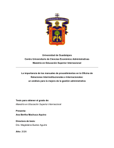 Importancia de manuales de procedimientos en relaciones interinstitucionales: tesis de maestr&iacute;a
