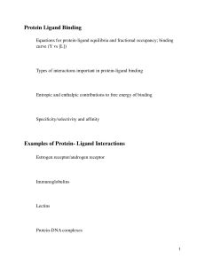Protein Ligand Binding: Biochemistry Topics
