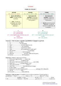 Grammaire fran&ccedil;aise : Feuille d'exercices Faire ou Jouer