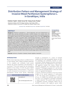 Distribution and Management of Invasive Parthenium Weed in Gorakhpur