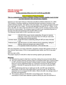 Cost of Capital & Project Evaluation Problem Set