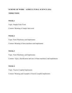 Agricultural Science SS1 Third Term Scheme of Work