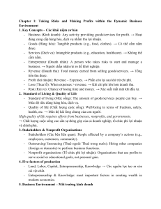 Chapter 1: Business Basics - Taking Risks & Profits