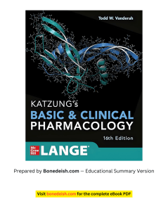 Katzung's Basic & Clinical Pharmacology 16th Ed Summary
