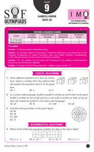 Class 9 Math Olympiad Sample Paper 2025-26