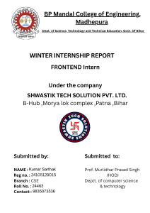 Winter Internship Report: Frontend Web Development