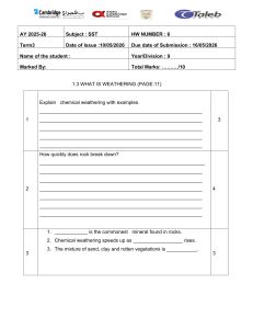 Year 9 SST Homework: Weathering Questions