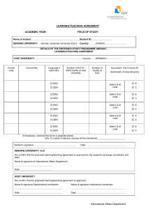Learning/Teaching Agreement - GJU Student Exchange